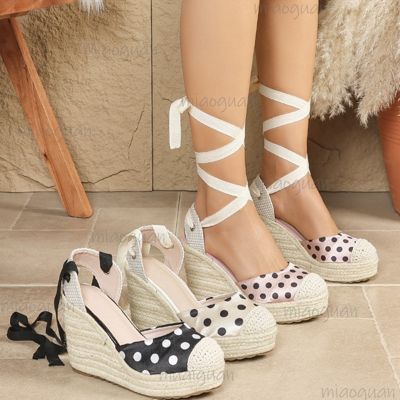 Espadrille Wedge Shoes - Nouvelles sandales compensées à pois pour