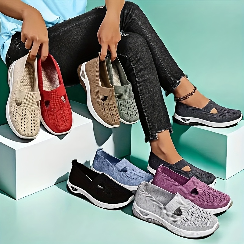 Women'S Shoes With Arch Support - Baskets à enfiler en tricot pour