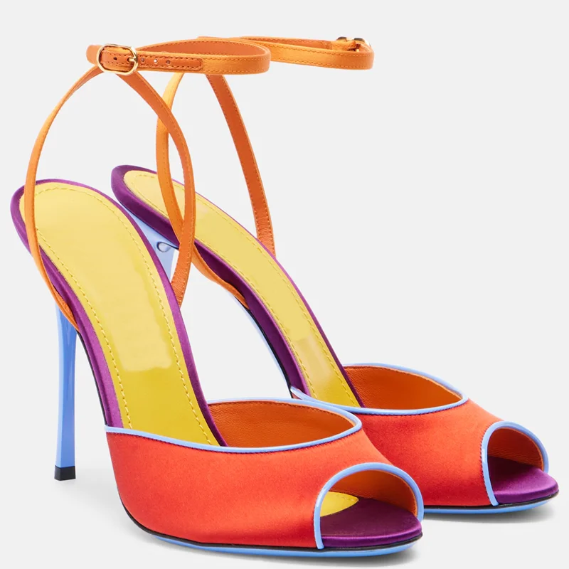 Sandales à bout ouvert en sati - Women'S Shoes Peep Toe avis et prix